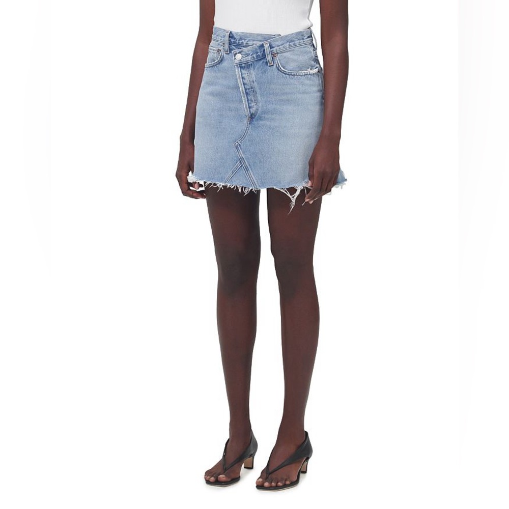 Agoldie crossover denim skirt